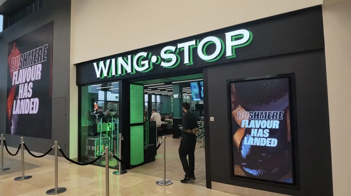Completed Wingstop Rushmere entrance and branded customer arrival